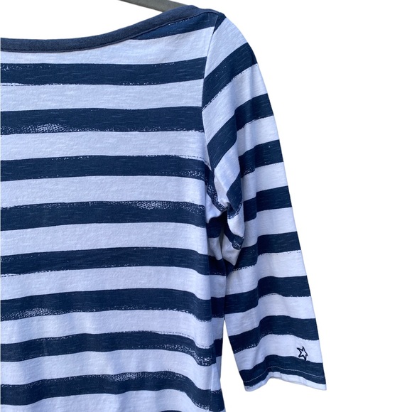 Hatley Navy Striped Boat Neck 3/4 Sleeve Cotton Top, Hatley Tops - Picture 3 of 8
